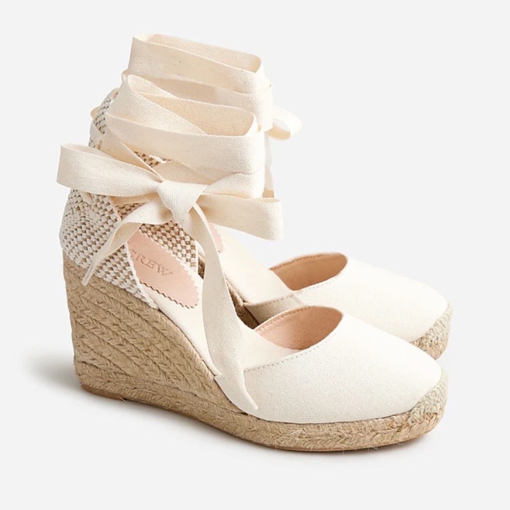 JCrew Made-in-Spain Lace-up High-heel Espadrilles - Size 8 - Perfect for Summer